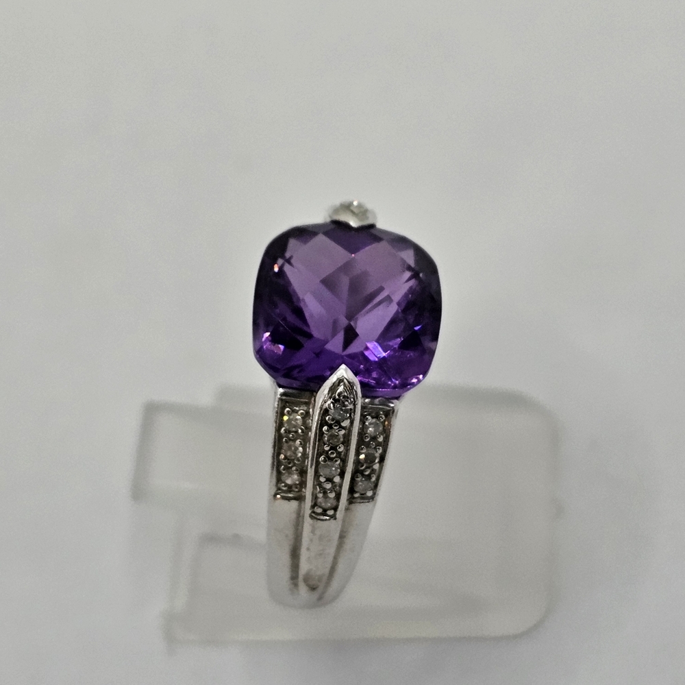 Retired Michelle Albala Amethyst & Diamond Ring in Sterling Silver Size 7! - Picture 9 of 15